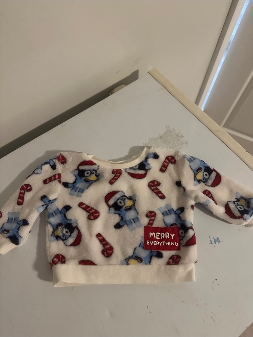 Holiday Penguin Fleece Sweatshirt for Kids - White/Blue